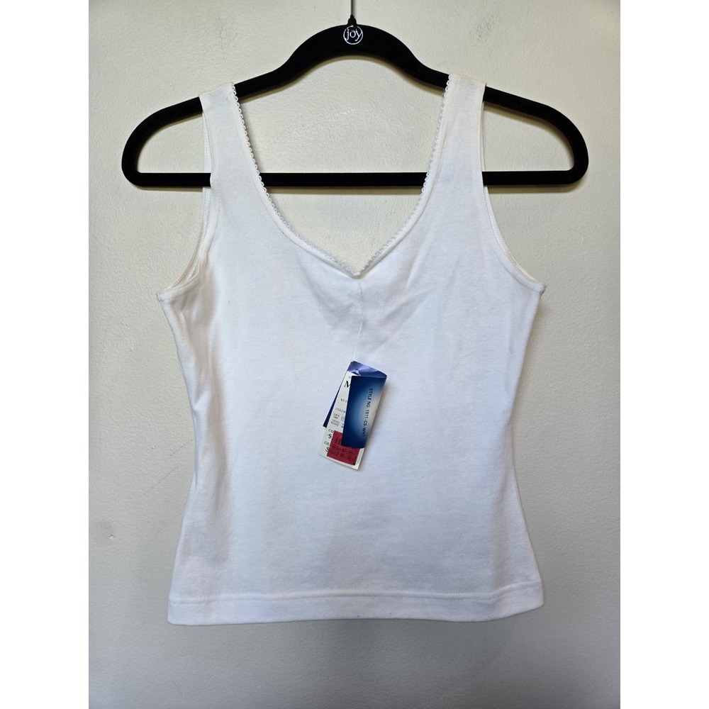 Betty Blue Vintage Y2k White Tank Top Scalloped Trim Coquette Twee Shirt M